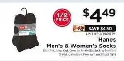 ShopRite Hanes Men's & Women's Socks offer