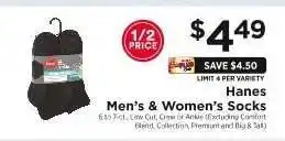ShopRite Hanes Men's & Women's Socks offer