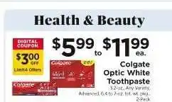 ShopRite Colgate Optic White Toothpaste offer
