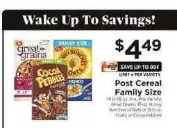 ShopRite Post Cereal Family Size offer
