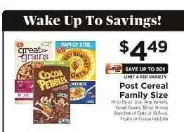 ShopRite Post Cereal Family Size offer