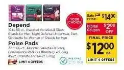 ShopRite Depend or Poise Pads offer