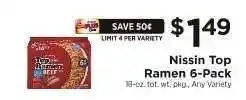 ShopRite Nissin Top Ramen 6-Pack offer
