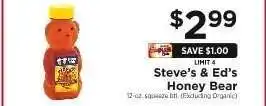 ShopRite Steve's & Ed's Honey Bear offer