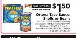 ShopRite Ortega Taco Sauce, Shells or Beans offer