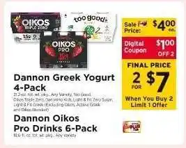ShopRite Dannon Greek Yogurt 4-Pack offer
