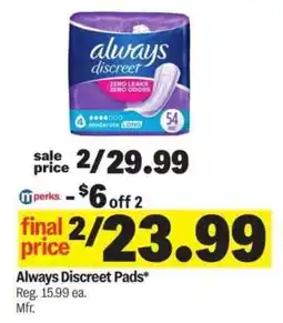 Meijer Always Discreet Pads offer