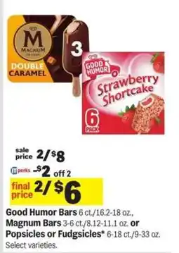Meijer Good Humor Bars, Magnum Bars, Popsicles or Fudgsicles offer