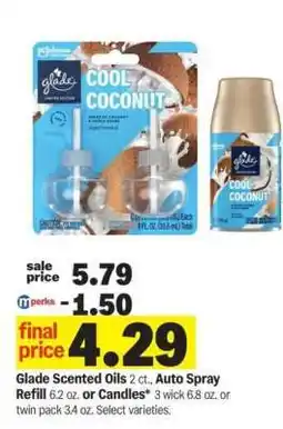 Meijer Glade Scented Oils 2 ct., Auto Spray Refill or Candles offer