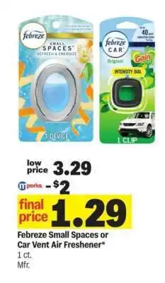 Meijer Febreze Small Spaces or Car Vent Air Freshener offer