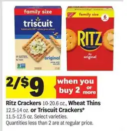 Meijer Ritz Crackers, Wheat Thins, or Triscuit Crackers offer