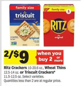 Meijer Ritz Crackers, Wheat Thins, or Triscuit Crackers offer