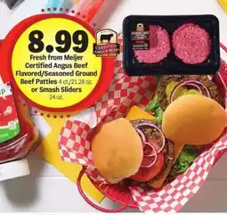 Meijer Fresh from Meijer Certified Angus Beef Flavored/Seasoned Ground Beef Patties or Smash Sliders offer
