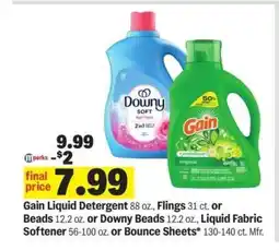 Meijer Gain Liquid Detergent or Downy Products offer