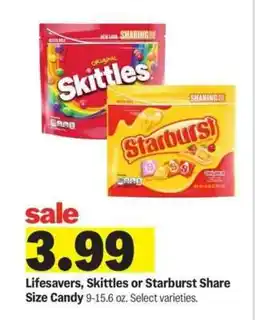 Meijer Lifesavers, Skittles or Starburst Share Size Candy offer