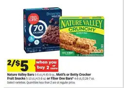 Meijer Nature Valley Bars, Mott's or Betty Crocker Fruit Snacks, Fiber One Bars offer