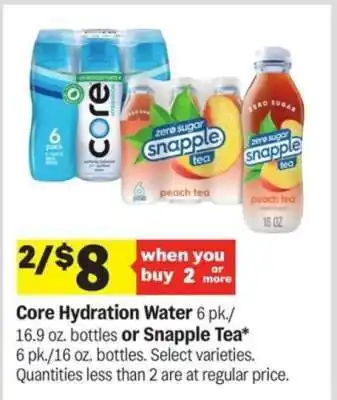 Meijer Core Hydration Water or Snapple Tea offer