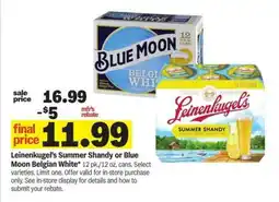 Meijer Leinenkugel's Summer Shandy or Blue Moon Belgian White offer