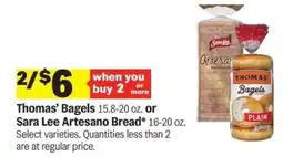 Meijer Thomas' Bagels or Sara Lee Artesano Bread offer