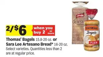 Meijer Thomas' Bagels or Sara Lee Artesano Bread offer
