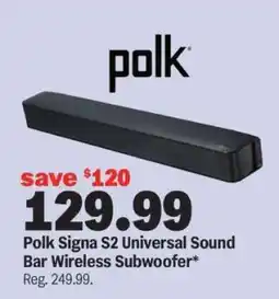 Meijer Polk Signa S2 Universal Sound Bar Wireless Subwoofer offer