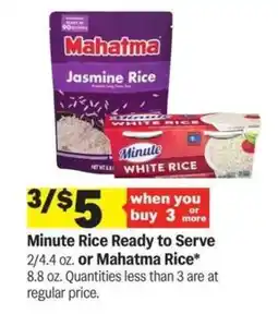 Meijer Minute Rice Ready to Serve or Mahatma Rice offer