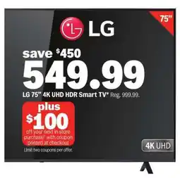 Meijer LG 75 4K UHD HDR Smart TV offer