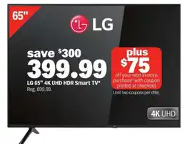 Meijer LG 65 4K UHD HDR Smart TV offer