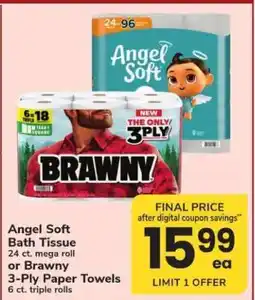 Safeway Angel Soft Bath Tissue or Brawny 3-Ply Paper Towels offer