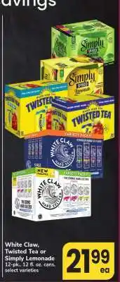 Safeway White Claw, Twisted Tea or Simply Lemonade offer