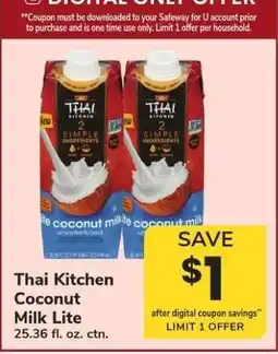 Safeway Thai Kitchen Coconut Milk Lite offer