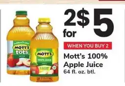 Safeway Mott's 100% Apple Juice offer