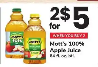 Safeway Mott's 100% Apple Juice offer