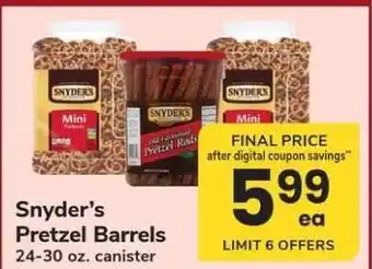 Safeway Snyder's Pretzel Barrels offer