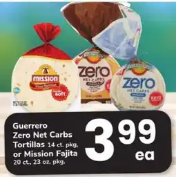 Safeway Guerrero Zero Net Carbs Tortillas or Mission Fajita offer