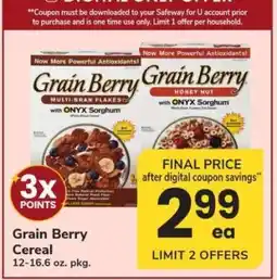 Safeway Grain Berry Cereal offer