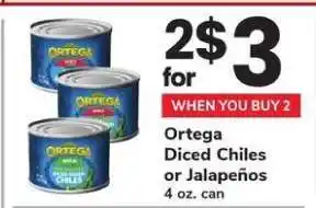 Safeway Ortega Diced Chiles or Jalapeños offer