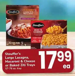 ACME Stouffer's Large Lasagna, Macaroni & Cheese or Baked Ziti Trays offer