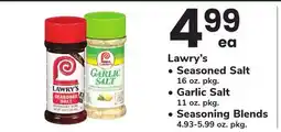 ACME Lawry's Seasoned Salt 16 oz. pkg., Garlic Salt 11 oz. pkg., Seasoning Blends 4.93-5.99 oz. pkg offer