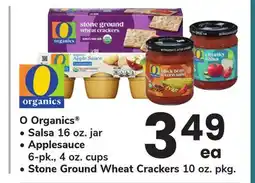 ACME O Organics Salsa 16 oz. jar, Applesauce 6-pk., 4 oz. cups, Stone Ground Wheat Crackers 10 oz. pkg offer
