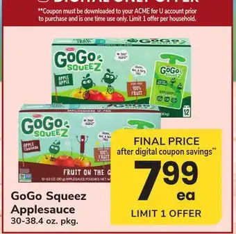 ACME GoGo Squeez Applesauce offer