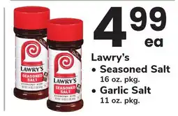 ACME Lawry's Seasoned Salt 16 oz. pkg. Garlic Salt 11 oz. pkg offer