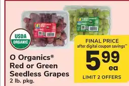 ACME O Organics Red or Green Seedless Grapes offer