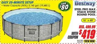 Big 5 Bestway Steel Pro MAX 16' x 48 Round Above Ground Pool Set offer