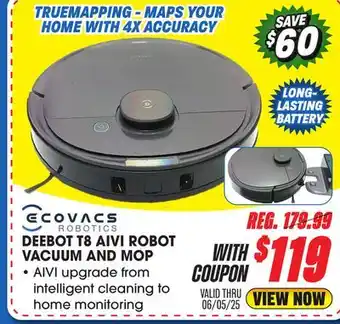 Big 5 Ecovacs Deebot T8 AIVI Robot Vacuum and Mop offer