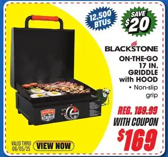 Big 5 BLACKSTONE ON-THE-GO 17 IN. GRIDDLE with HOOD offer