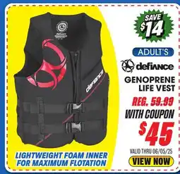 Big 5 DEFIANCE GENOPRENE LIFE VEST offer