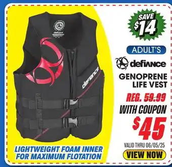 Big 5 DEFIANCE GENOPRENE LIFE VEST offer