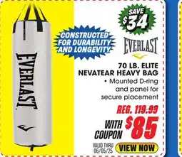 Big 5 EVERLAST 70 LB. ELITE NEVATEAR HEAVY BAG offer