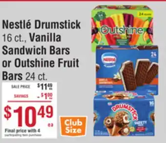 Smart & Final Nestlé Drumstick, Vanilla Sandwich Bars or Outshine Fruit Bars offer